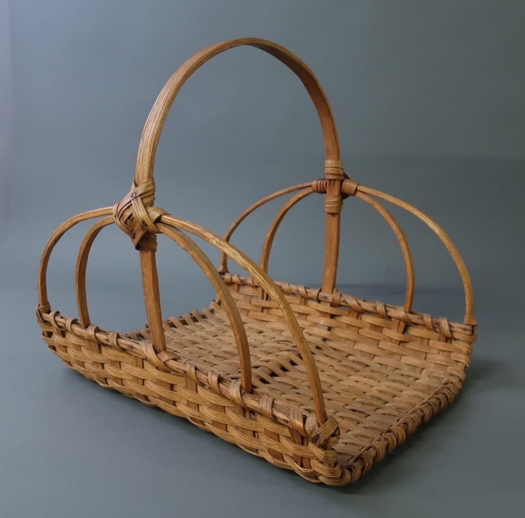 Splint wood gathering basket, 19"h