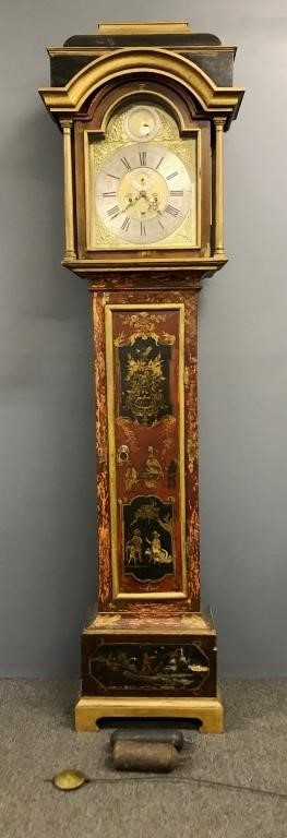 Japanned eight-day tall case clock