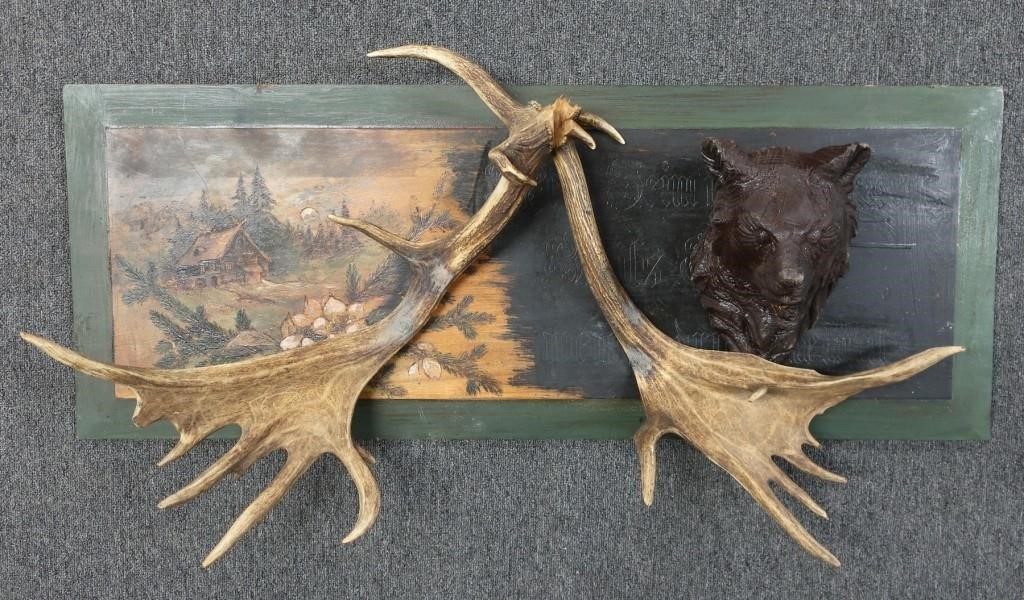 Black forest style bear and antler 311af8