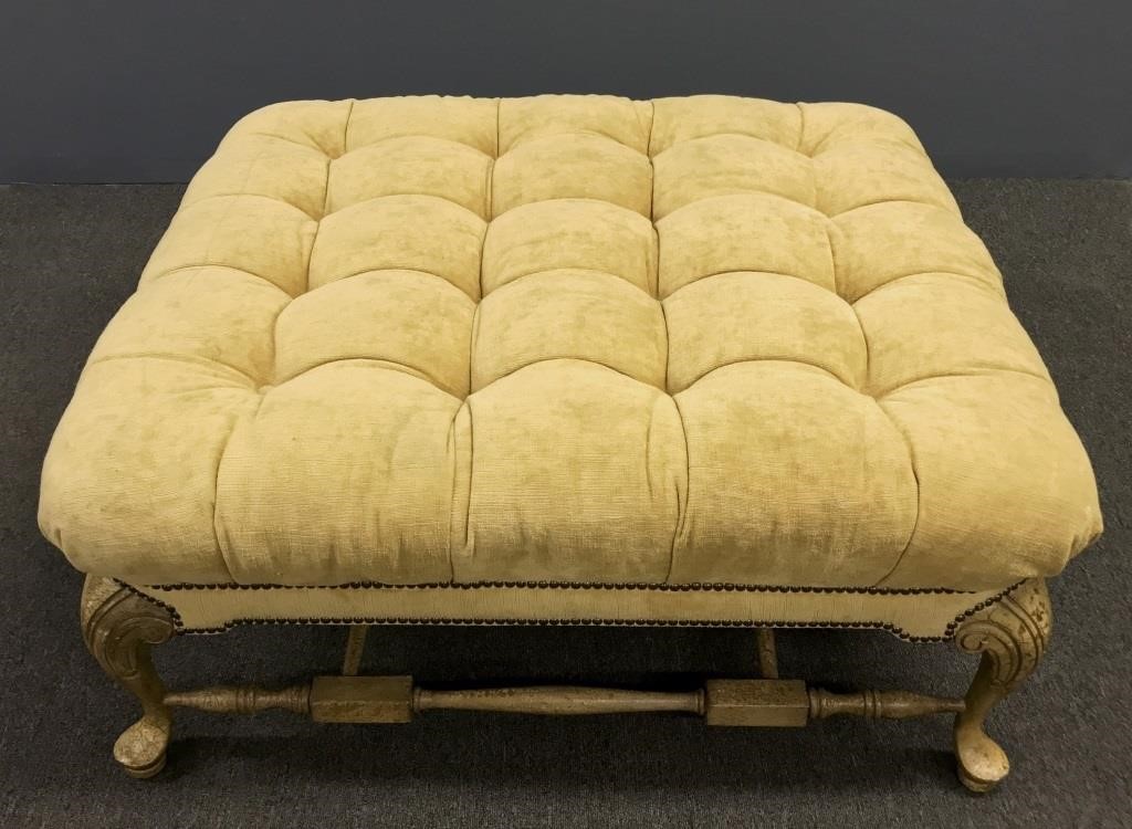 Queen Anne style upholstered ottoman 311b06