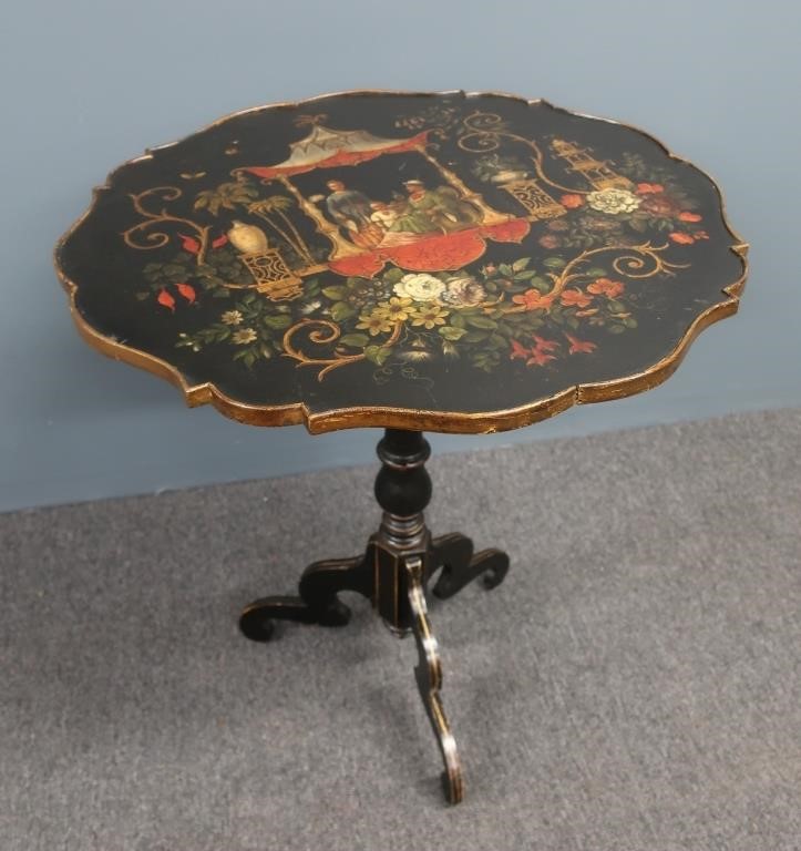 Victorian tea table with painted