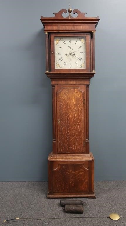 Georgian oak tall eight-day case