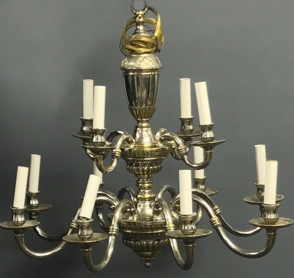 Italian pewter electrified chandelier,