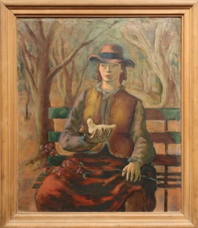 Oil on canvas painting of a woman