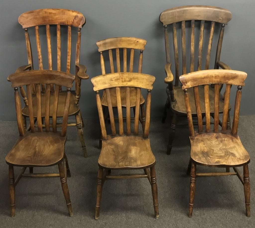 Set of six English Windsor chairs,