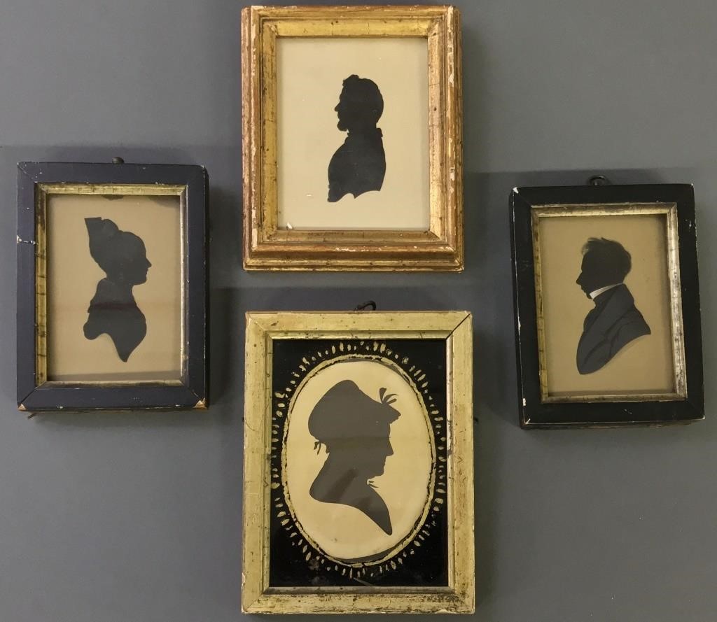 Four 19th c. silhouettes, two of a husband