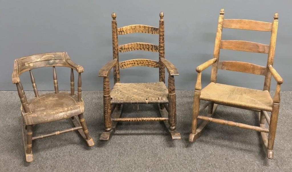 Three childrens rocking chairs, including