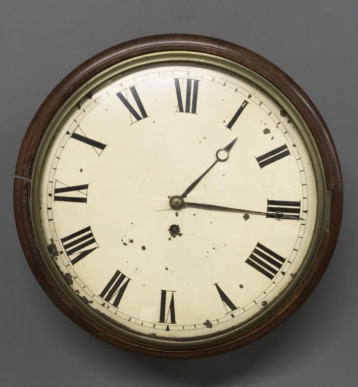 English mahogany clock with fusee
