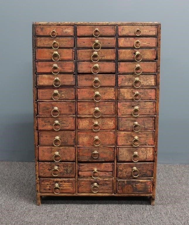 Primitive 36-drawer cabinet, 19th