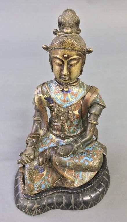 Bronze enameled seated Buddha mounted 311c7c