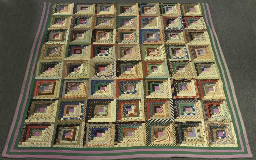 Colorful Log Cabin pattern quilt,