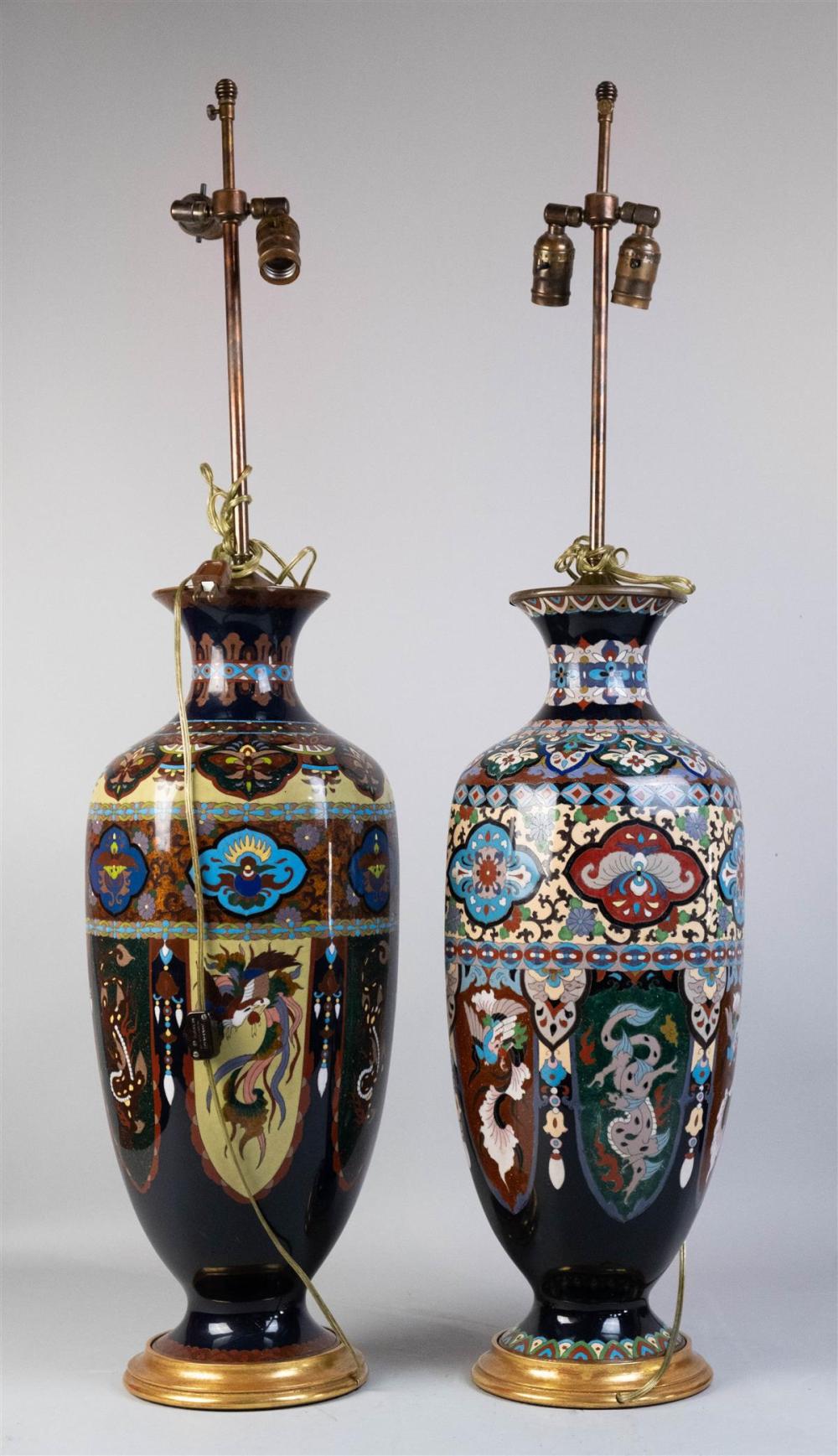 TWO JAPANESE CLOISONNE ENAMEL VASES,