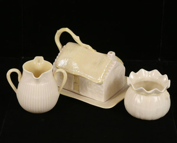 Belleek porcelain table articles;