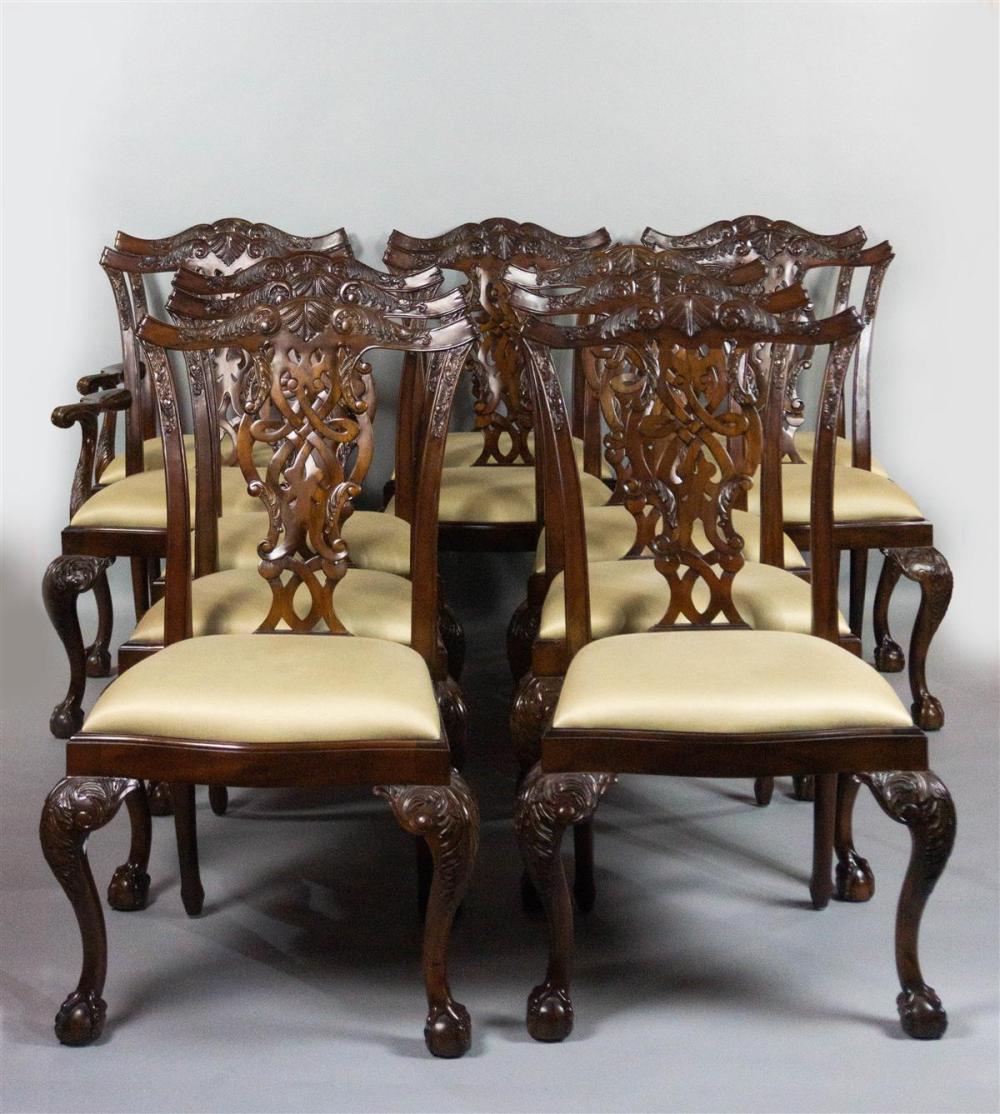 SET OF 12 MAHOGANY CHIPPENDALE