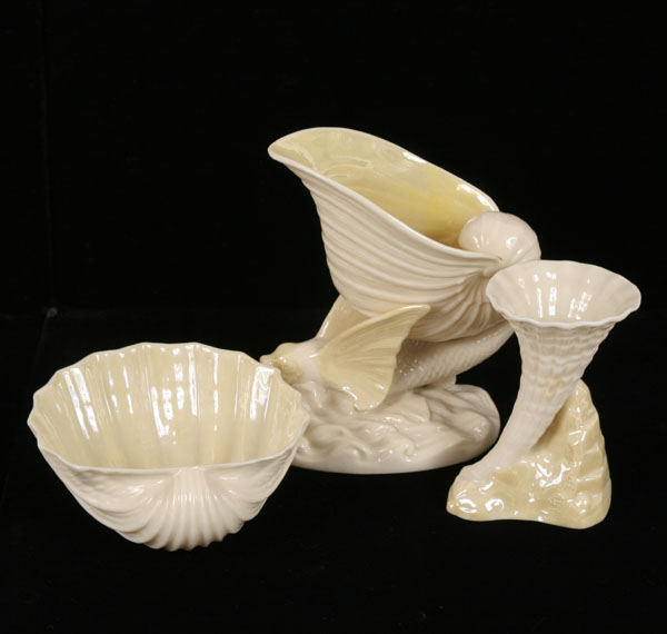 Belleek porcelain decorative items;