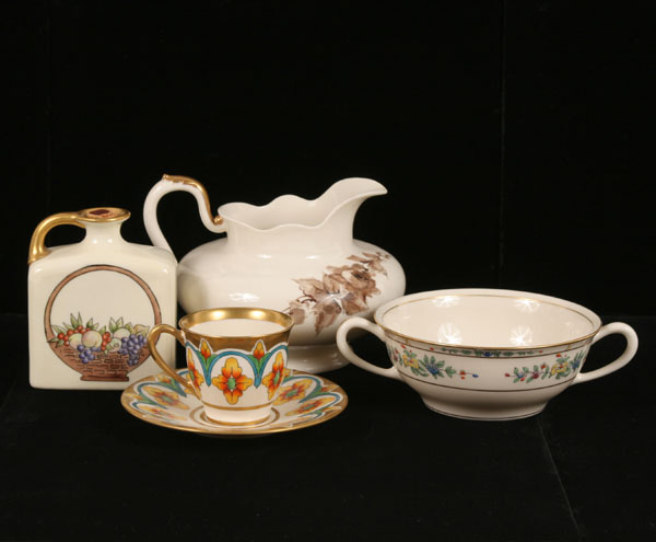 Belleek porcelain table items;