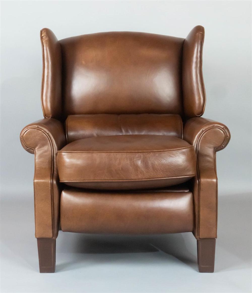 CONTEMPORARY BROWN LEATHER RECLINING