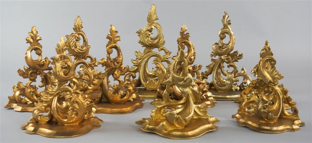 GROUP OF TEN ROCOCO STYLE GILTWOOD