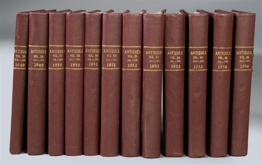 12 BOUND VOLUMES OF ANTIQUES MAGAZINE,