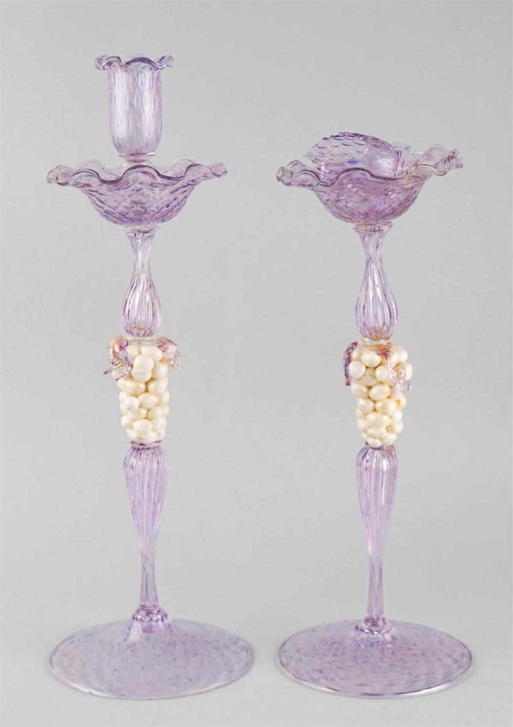 PAIR OF MURANO GLASS CANDLESTANDS  311d52