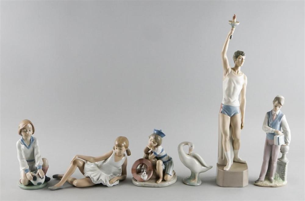 FIVE LLADRO PORCELAIN FIGURES AND 311d6c