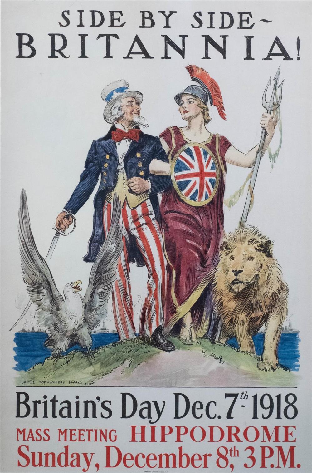 POSTERS: WORLD WAR I SIDE BY SIDE BRITANNIA,