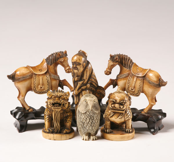 Six carved decorative elephant ivory