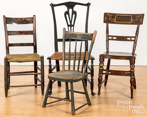 FOUR ASSORTED PAINTED CHAIRS 18TH 19TH 311ed6