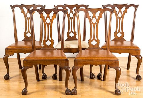 FIVE CHIPPENDALE STYLE MAHOGANY