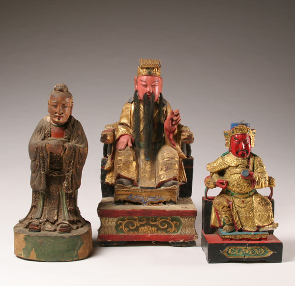 Chinese wooden temple figures;