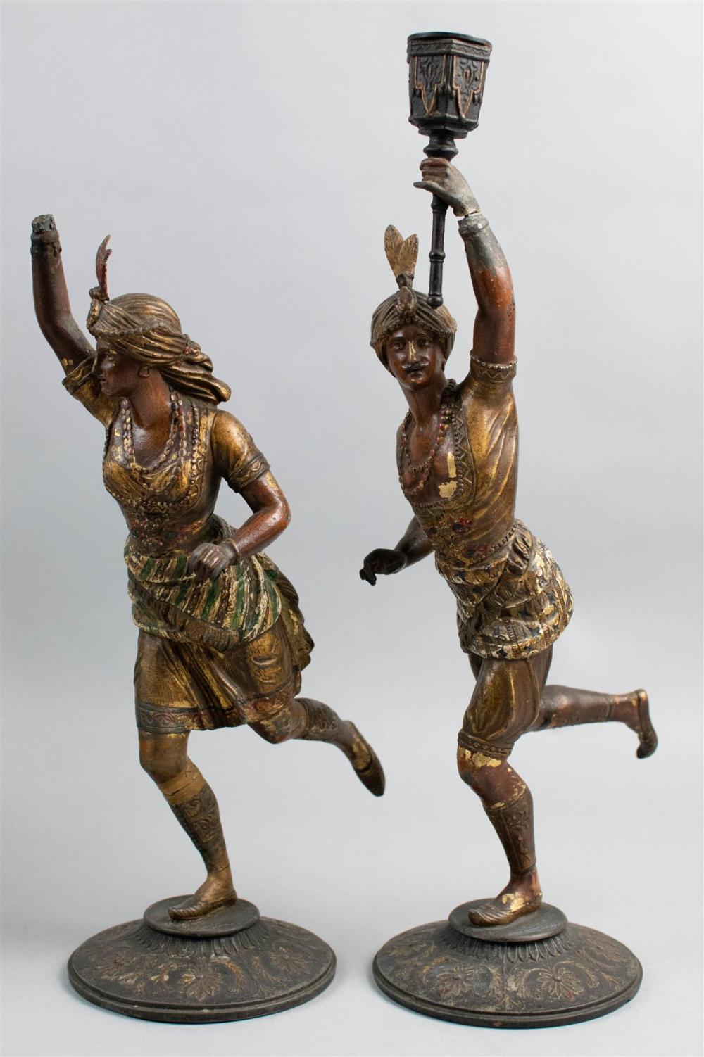 PAIR OF COLD PAINTED SPELTER ORIENTALIST 311f15