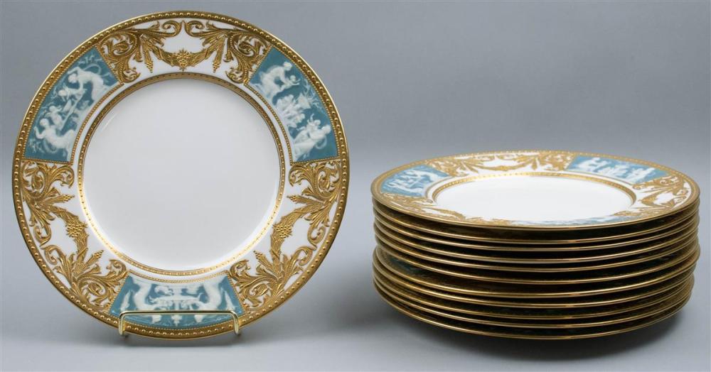 SET OF 12 MINTONS GILT AND PATE-SUR-PATE
