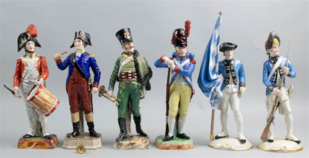 SIX GERMAN PORCELAIN FIGURES OF