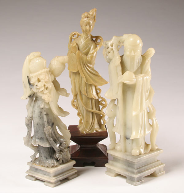 Three Chinese carved soapstone