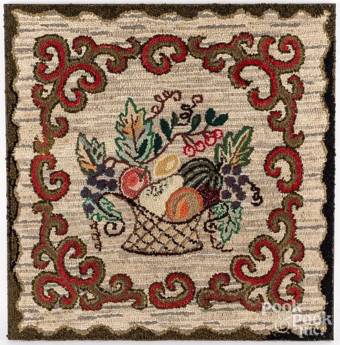 HOOKED RUG WITH BASKET OF FRUIT  311f62