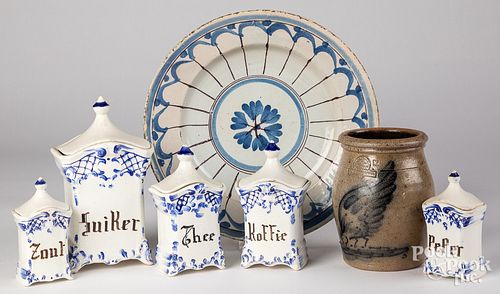 DELFT-STYLE KITCHEN CANISTERS,