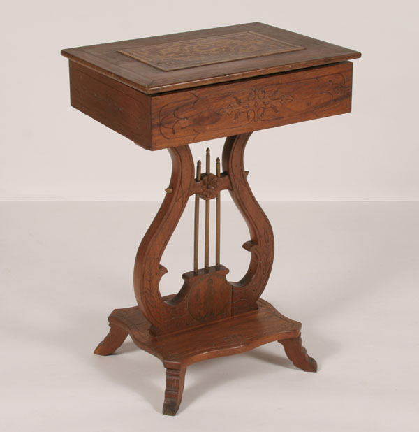 Lyre base stand/work table; floral