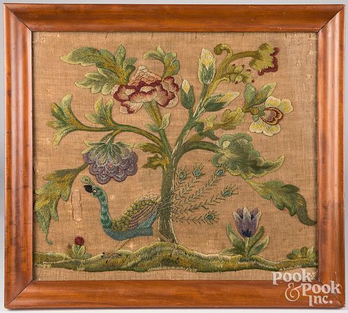 PICTORIAL CREWELWORK, 19TH C.Pictorial