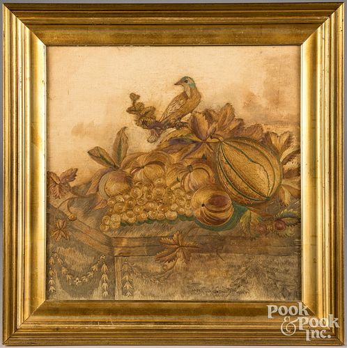 PICTORIAL CREWELWORK 19TH C Pictorial 31202a