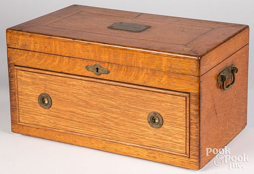 OAK FLATWARE CHEST, 19TH C.Oak