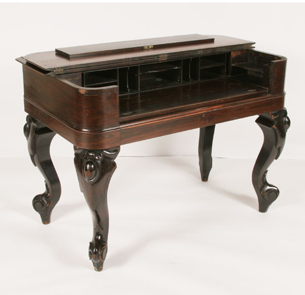 Large mahogany spinet writing desk;