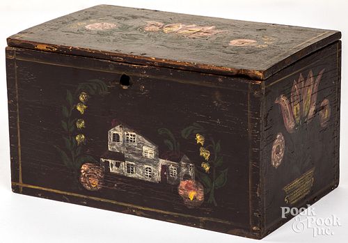 PAINTED PINE DOCUMENT BOX 19TH 31207e