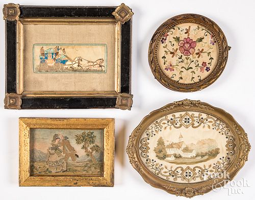 FOUR SMALL NEEDLEWORKS 19TH C Four 312096