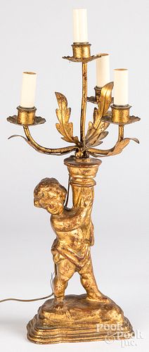 GILTWOOD PUTTI LAMP 19TH C Giltwood 3120ac