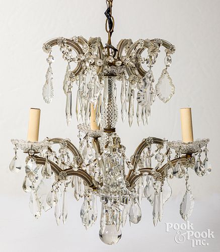 HANGING CRYSTAL CHANDELIER 20TH 3120b6