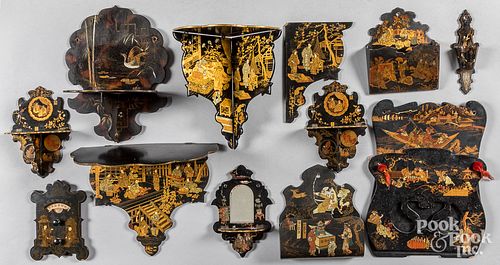 CHINESE AND JAPANESE LACQUER SHELVES,