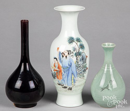 THREE ASIAN PORCELAIN VASESThree 312106