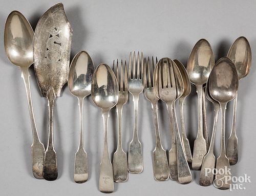 ENGLISH SERVING SPOONS, FORKS,