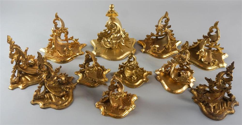 GROUP OF 11 ROCOCO STYLE GILTWOOD