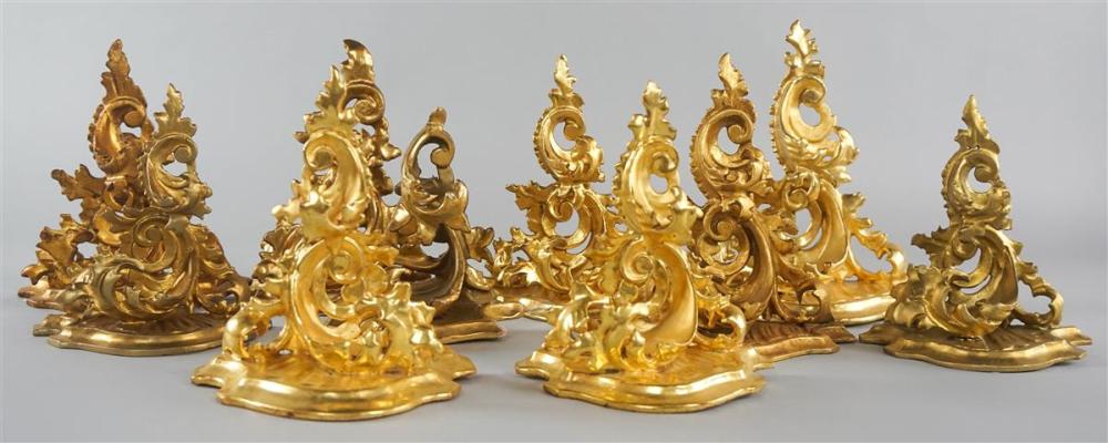 GROUP OF TEN ROCOCO STYLE GILTWOOD